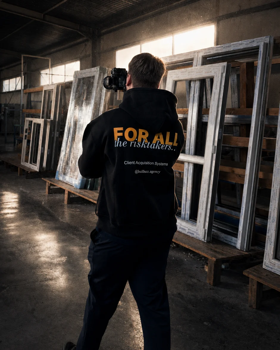 Videograf BuildBuzz filmând în atelierul de tâmplărie al unui client